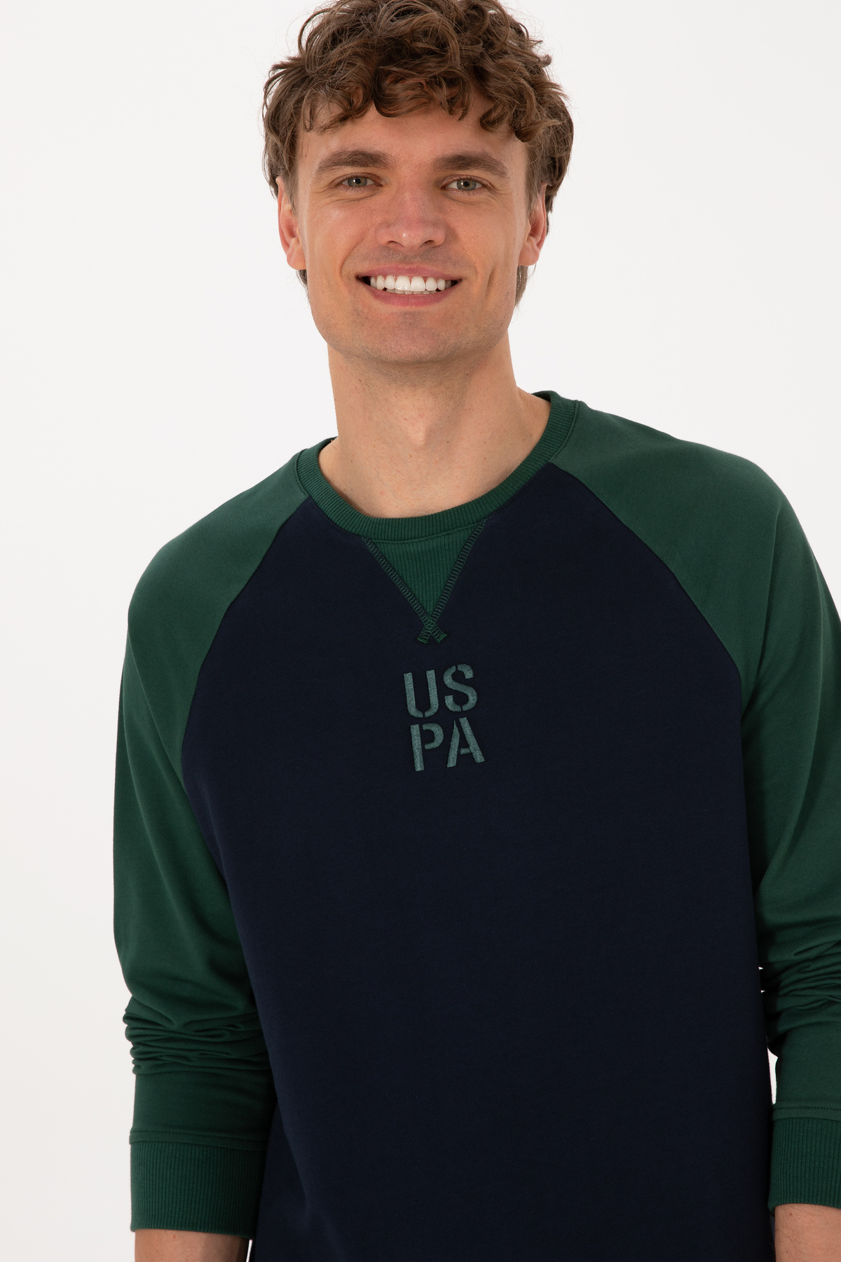 Erkek Bisiklet Yaka Regular Fit Koyu Yeşil İnce Sweatshirt 50315420-VR079 — سبز — تصویر 2 از 7