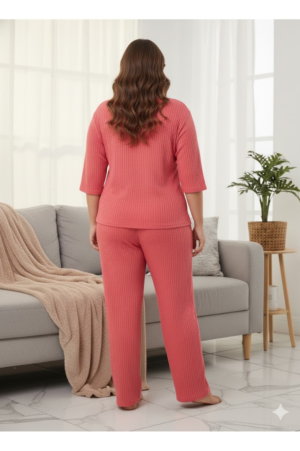 FAMES PİJAMA ЖІНОЧИЙ РОЖЕВИЙ ПІЖАМНИЙ КОМПЛЕКТ ВЕЛИКОГО РОЗМІРУ