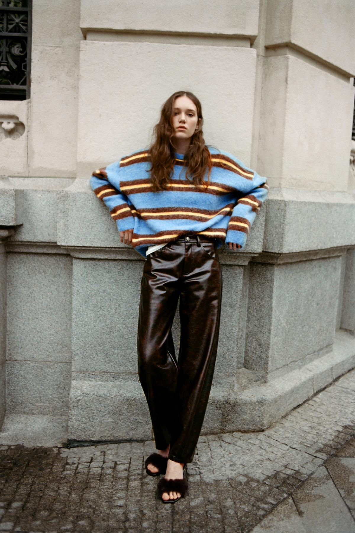 Pull & Bear Çizgili Mavi Süveter