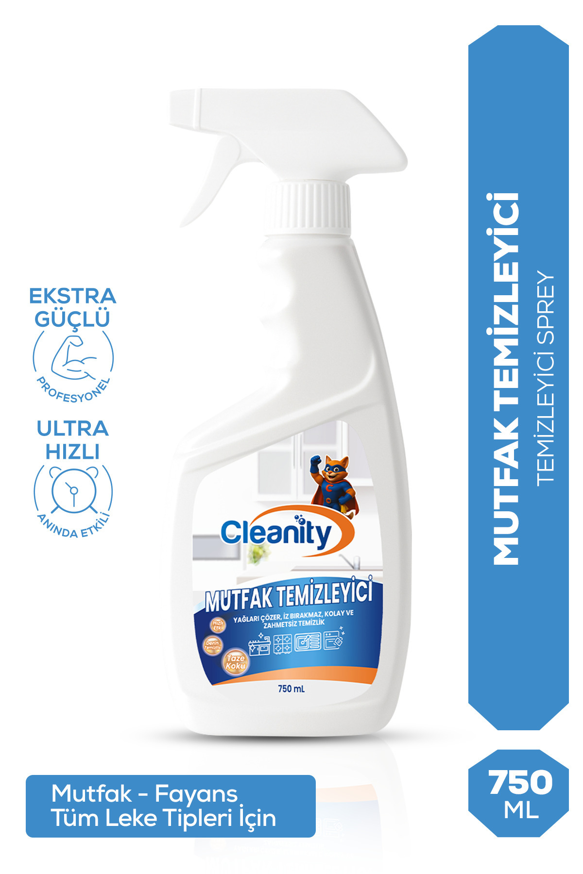 cleanity Mutfak Temizleyici 750 ml | Yağ Çözücü, İz Bırakmaz, Hızlı Etkili Temizlik