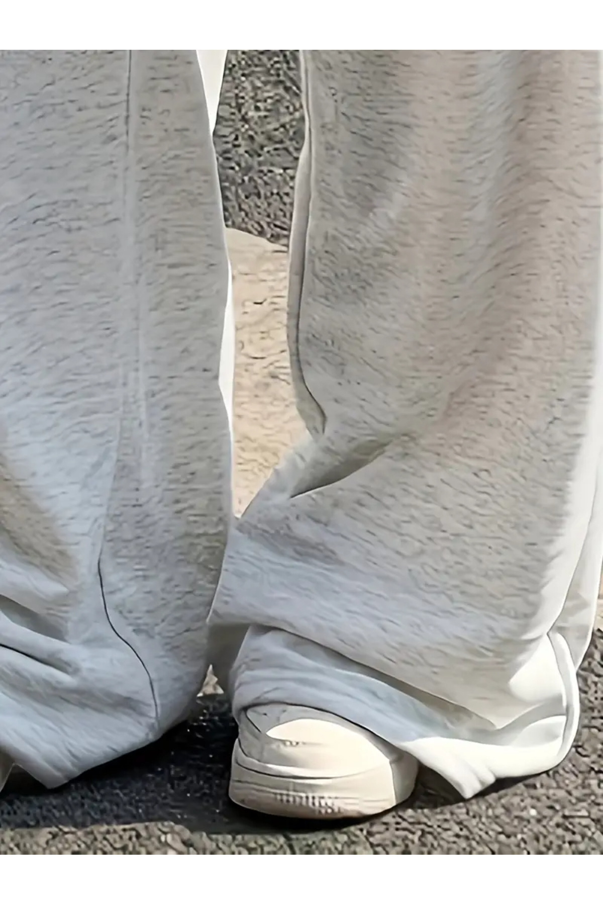 CAONNES Kadın 2’li Eşofman Altı (Siyah-Gri) Oversize Bol Paça Yumuşak Kumaş görsel 4