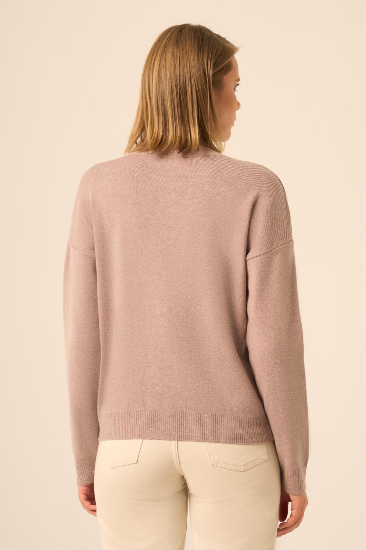 FTZ WOMEN  Kadın İşleme Detay Kazak Vizon 25194 - Görsel 7