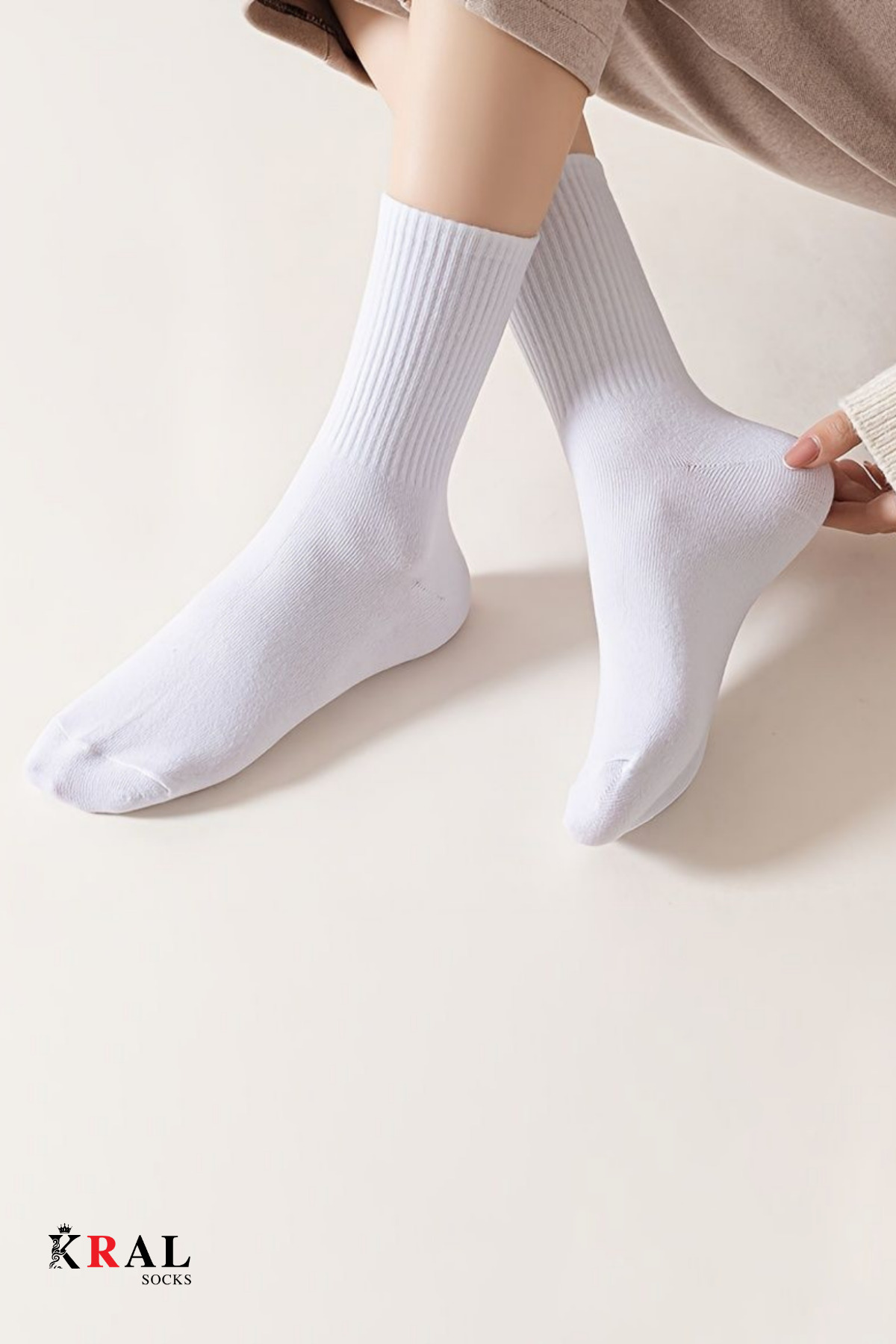 KRAL SOCKS 6 Çift Unisex Beyaz Pamuklu Tenis Soket Terletmez Spor Çorap görsel 4