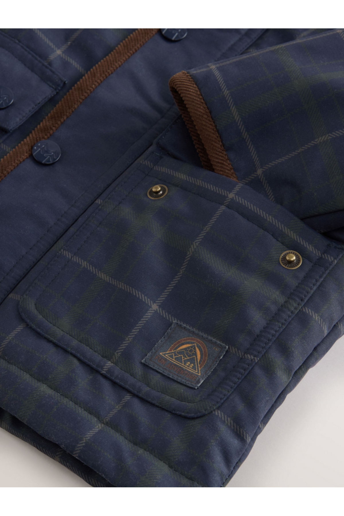 Next Baby Lacivert, Kapşonlu Ekoseli , Suya Dayanıklı Mevsimlik Mont fotoğrafı 5 (önizleme)