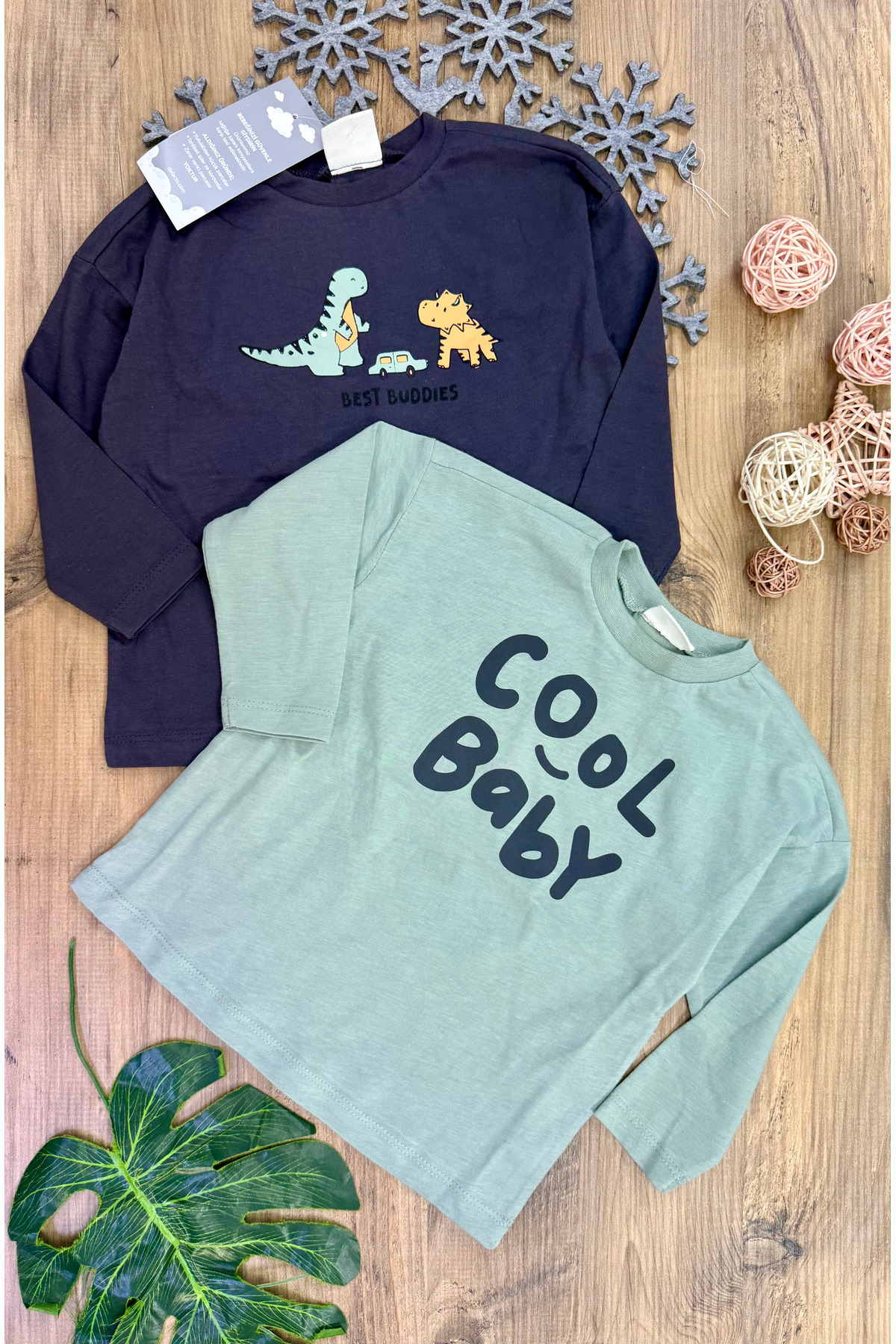 CemBebe Erkek Bebekler İçin Mevsime Uygun İkili Sweatshirt Uzul Kol Baharlık Bebek Gündelik Kullanım fotoğrafı 2 (önizleme)