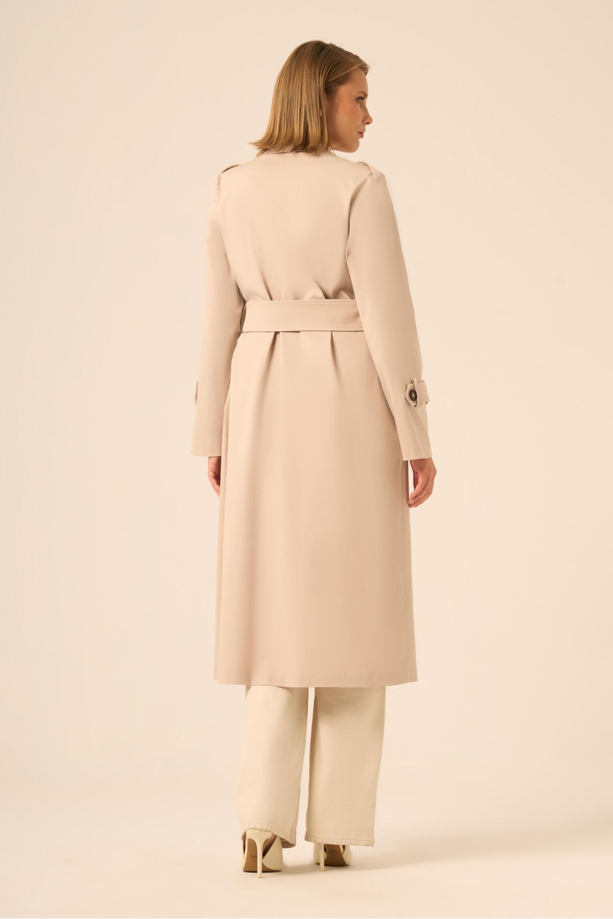 FTZ WOMEN  Kadın Trenç Kaban Beige 31211 - Görsel 6