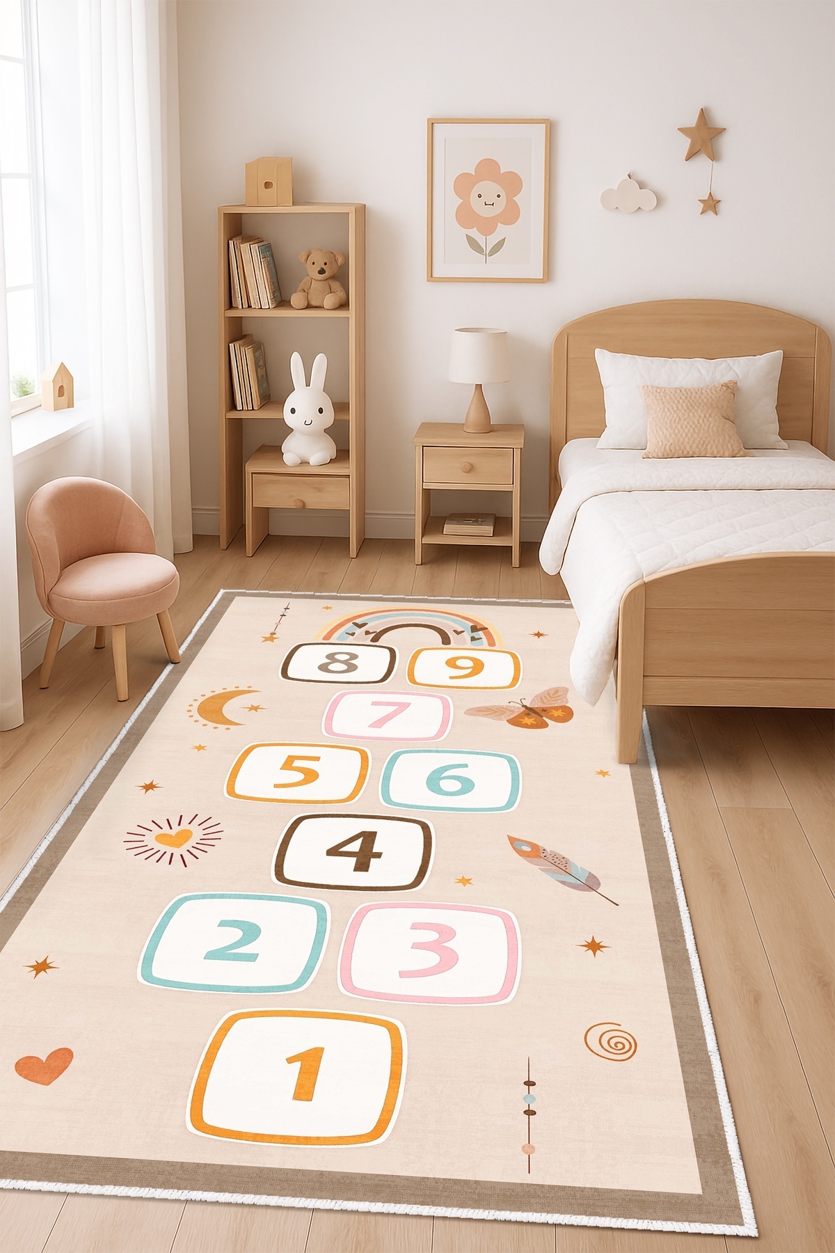 Olverno Home Oyun halısı makinede yıkanabilir kaymaz taban leke tutmaz çocuk halısı