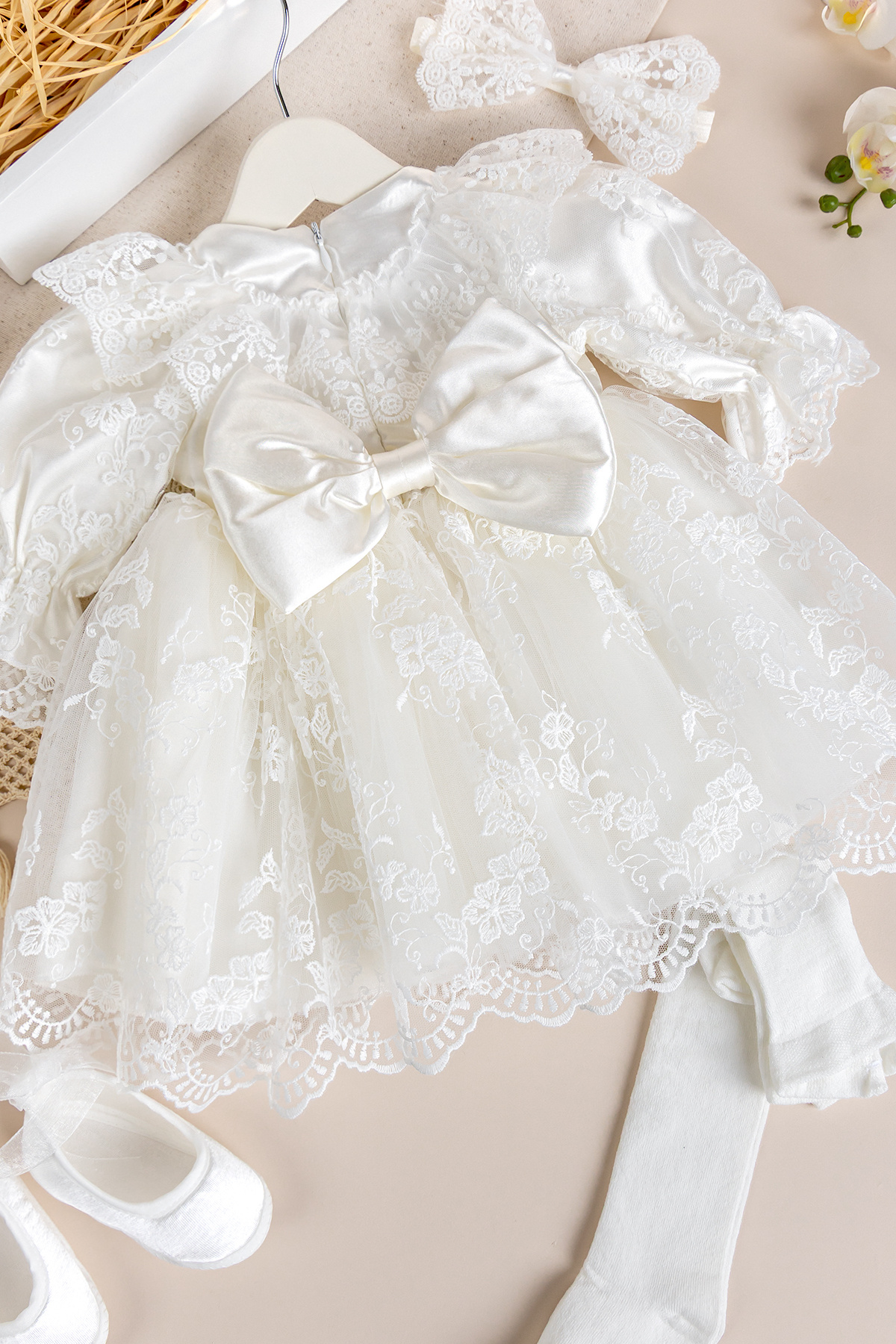 Babymod Güpürlü 4'lü Kız Bebek Mevlüt Elbise Seti fotoğrafı 3 (önizleme)