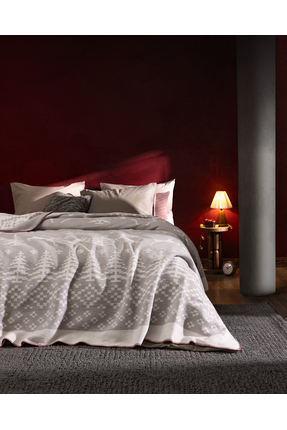 Madame Coco Dornez Tek Kişilik Jakarlı Pamuklu Battaniye - Gri/Beyaz