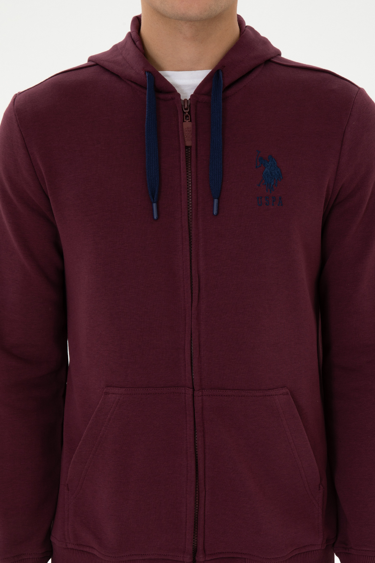 Erkek Regular Fit Regular Fit Fermuarlı Kapüşonlu Bordo Örme Hırka 50307765-VR177 — قرمز — تصویر 6 از 7