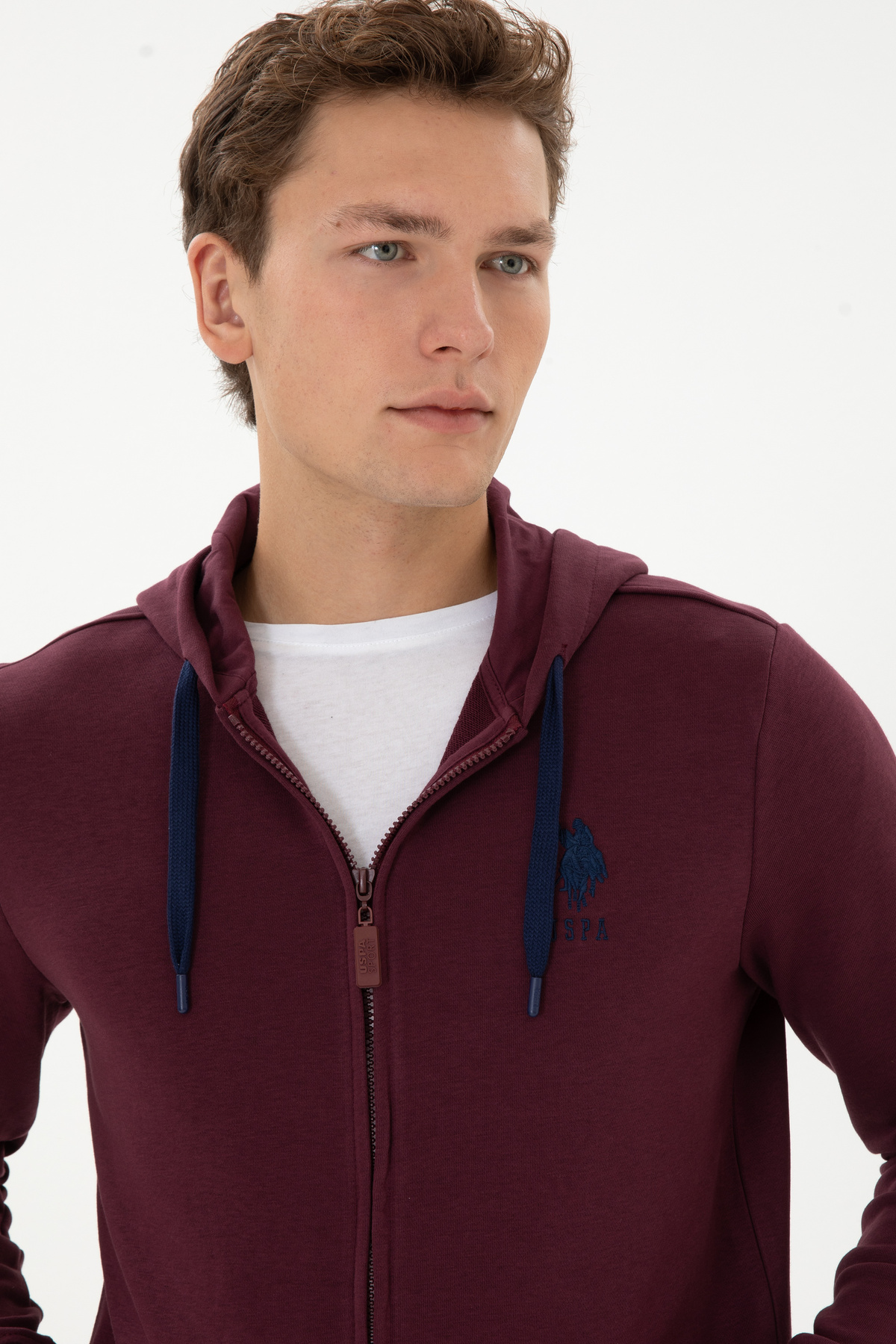 Erkek Regular Fit Regular Fit Fermuarlı Kapüşonlu Bordo Örme Hırka 50307765-VR177 — قرمز — تصویر 2 از 7