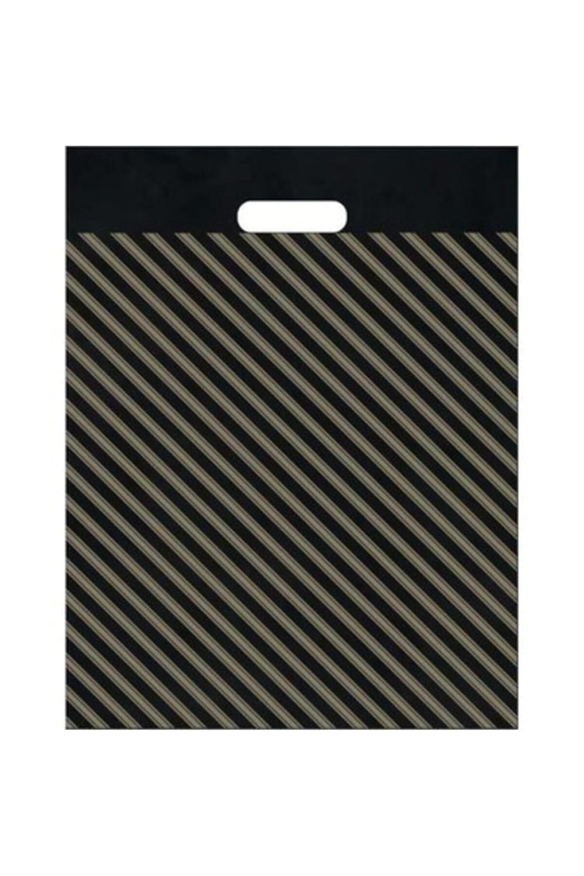 Hepta Collection Takviyeli Siyah Çizgili Poşet 23x36 Cm No:2 50 Adet