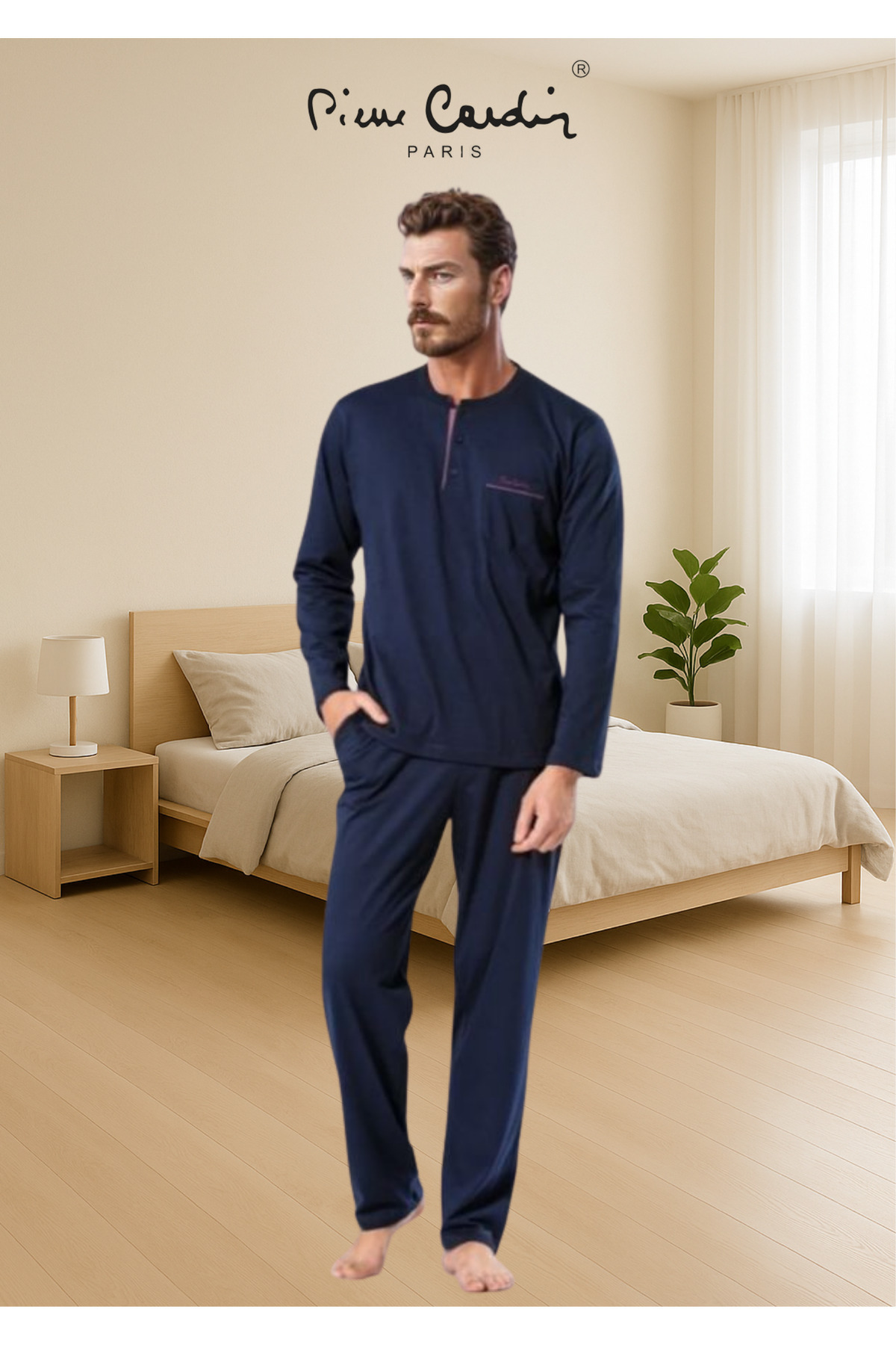 ست پیژامه مردانه راسته فاق نرمال آستین بلند | پیر کاردین Pierre Cardin TC.PC.54.54.1904 - تصویر 4