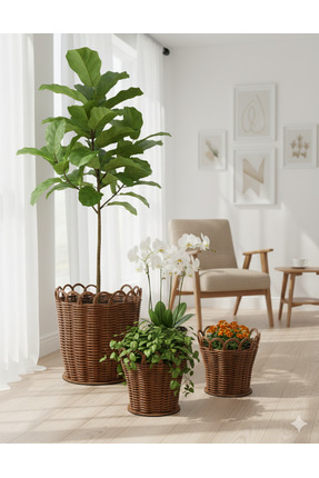 RaddanCore Premium Kahverengi Üçlü Saksılık Seti