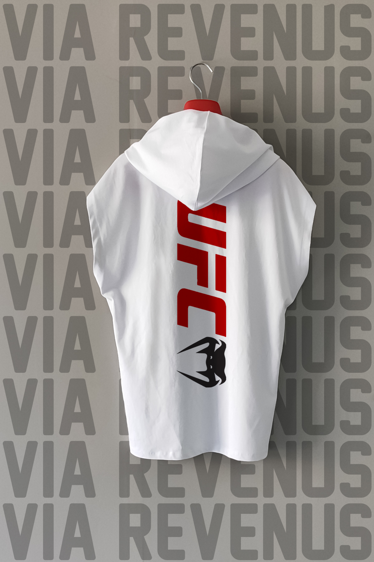 Vordevia UFC Ön ve Arka Baskılı Sıfır Kollu Kapüşonlu %100 Pamuk Spor Tshirt