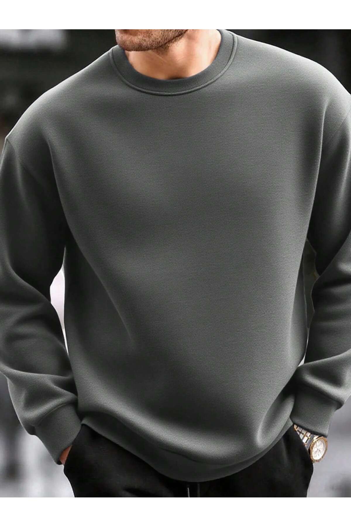 YUVARLAK YAKA SWEATSHIRT — نقرهای BYLAYINA-0YKSW1T2