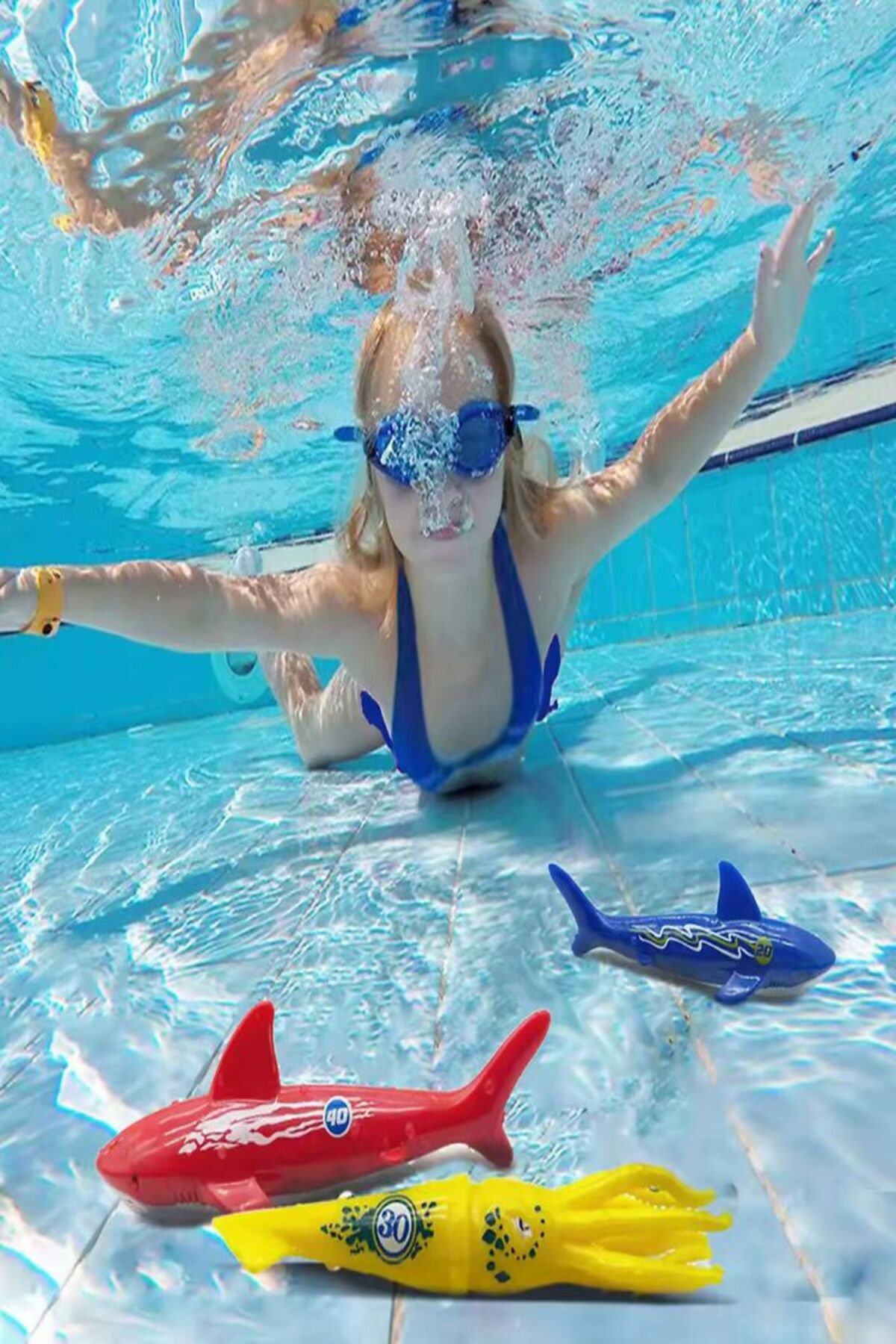 Bundeba Köpek Balığı Oyuncak Çocuk Dalış Oyuncakları Nefes Kapatma Eğitimi Havuz ve Banyo Oyuncağı 4 Set fotoğrafı 5 (önizleme)