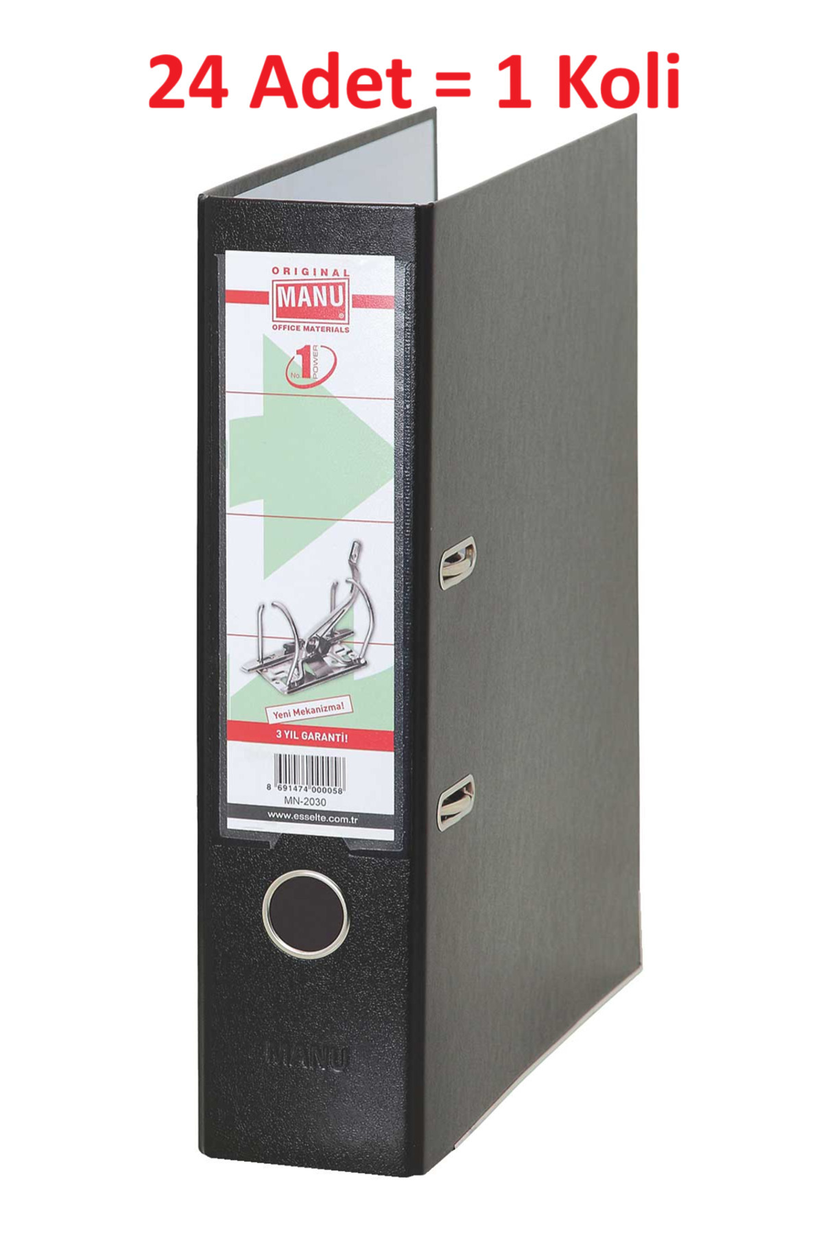 MANU BÜRO KLASÖRÜ GENİŞ MN-2030 SİYAH 24 lü Koli