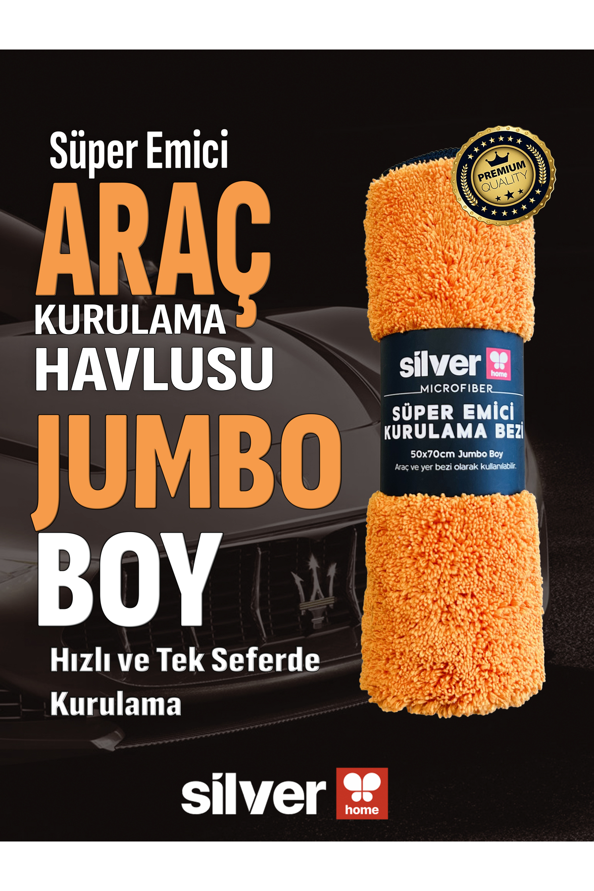 SİLVER HOME Mikrofiber Süper Emici Jumbo Boy Oto Araç Kurulama
