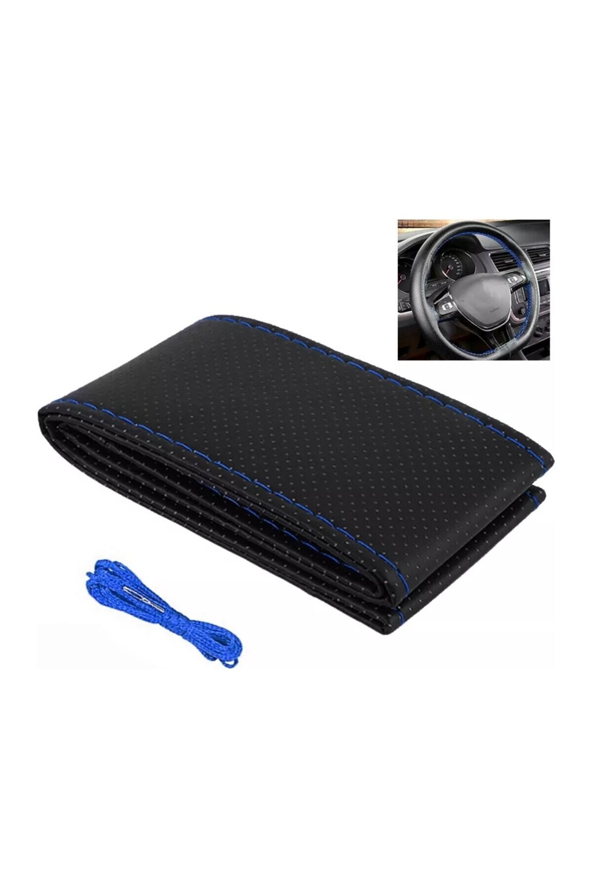 tamuto Direksiyon Kılıfı Mavi Dikişli Yumuşak Kokusuz Dikmeli Noktalı - Mavi