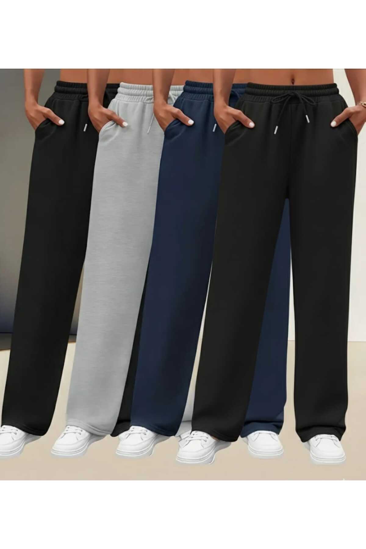 BERYY MODA KIŞLIK 4 ADET SİYAH LACİVERT GRİ SİYAH BOL EŞOFMAN ALTI