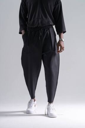 Superbluemexico Unisex Siyah Cep Detaylı Tasarım Baget Pantolon