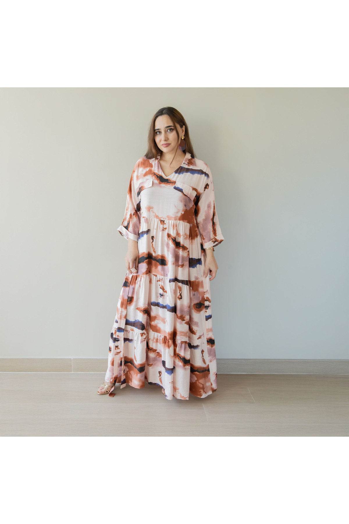 LINELLE Ladies Casual Dress – Rayon Blend Bolero Dress, V-Neck and Layered Design, LCD6745