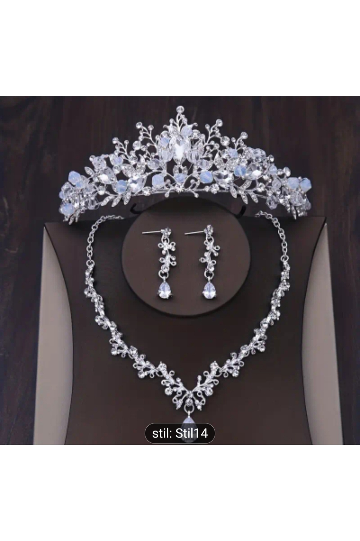 Accessories Gelin Tacı Kristal Taşlı Zirkon Set