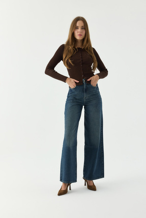 MINCHETTO Wide Leg D289 Günlük Kadın Palazzo Jean Rigit Yüksek Bel Young 5 Ce...