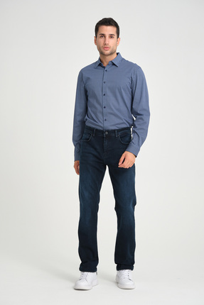 MINCHETTO Straight Erkek Siyah 5 Cep Denim Jean Kot Pantolon