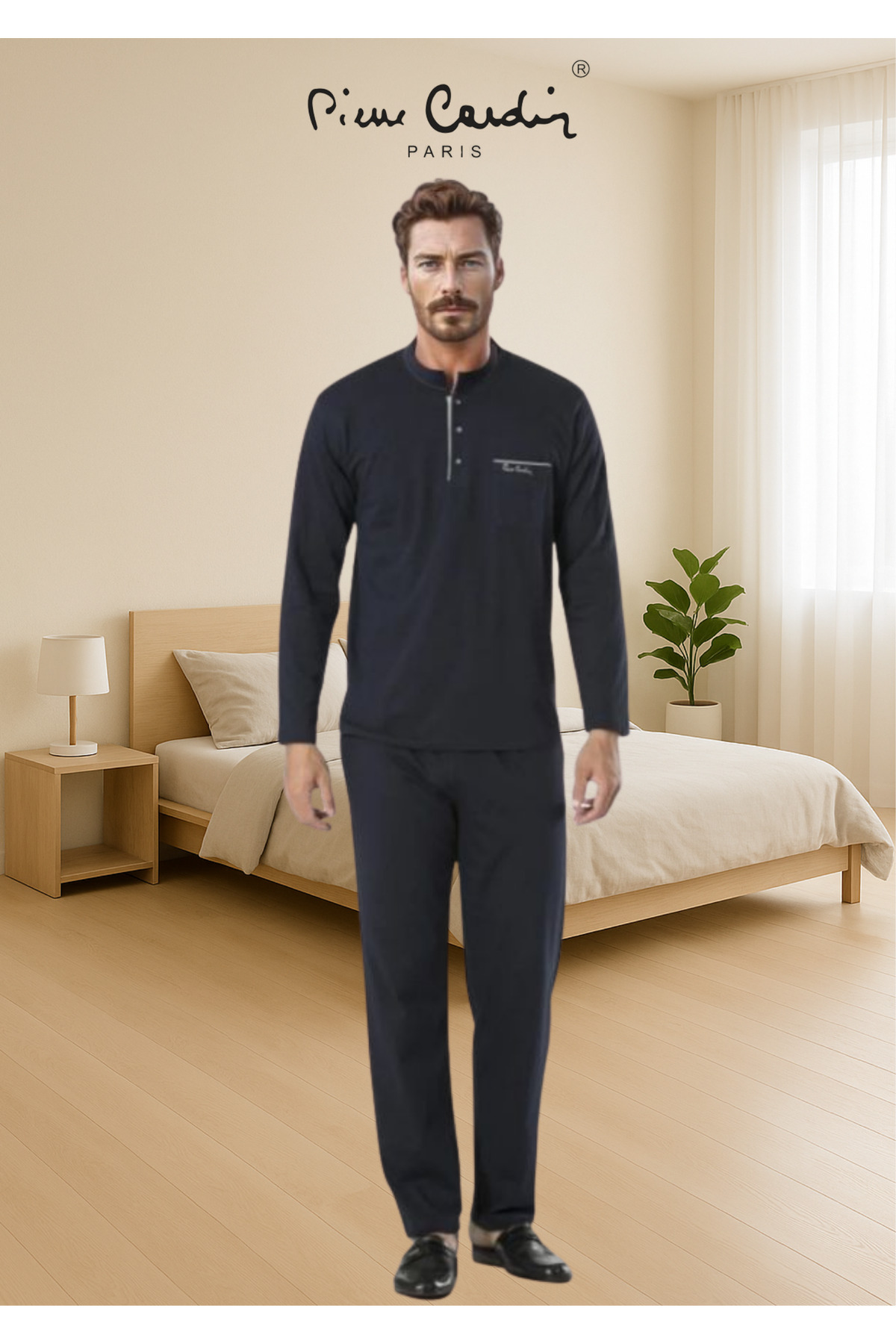 ست پیژامه مردانه راسته فاق نرمال آستین کوتاه | پیر کاردین Pierre Cardin TC.PC.55.95.1904 - تصویر 4