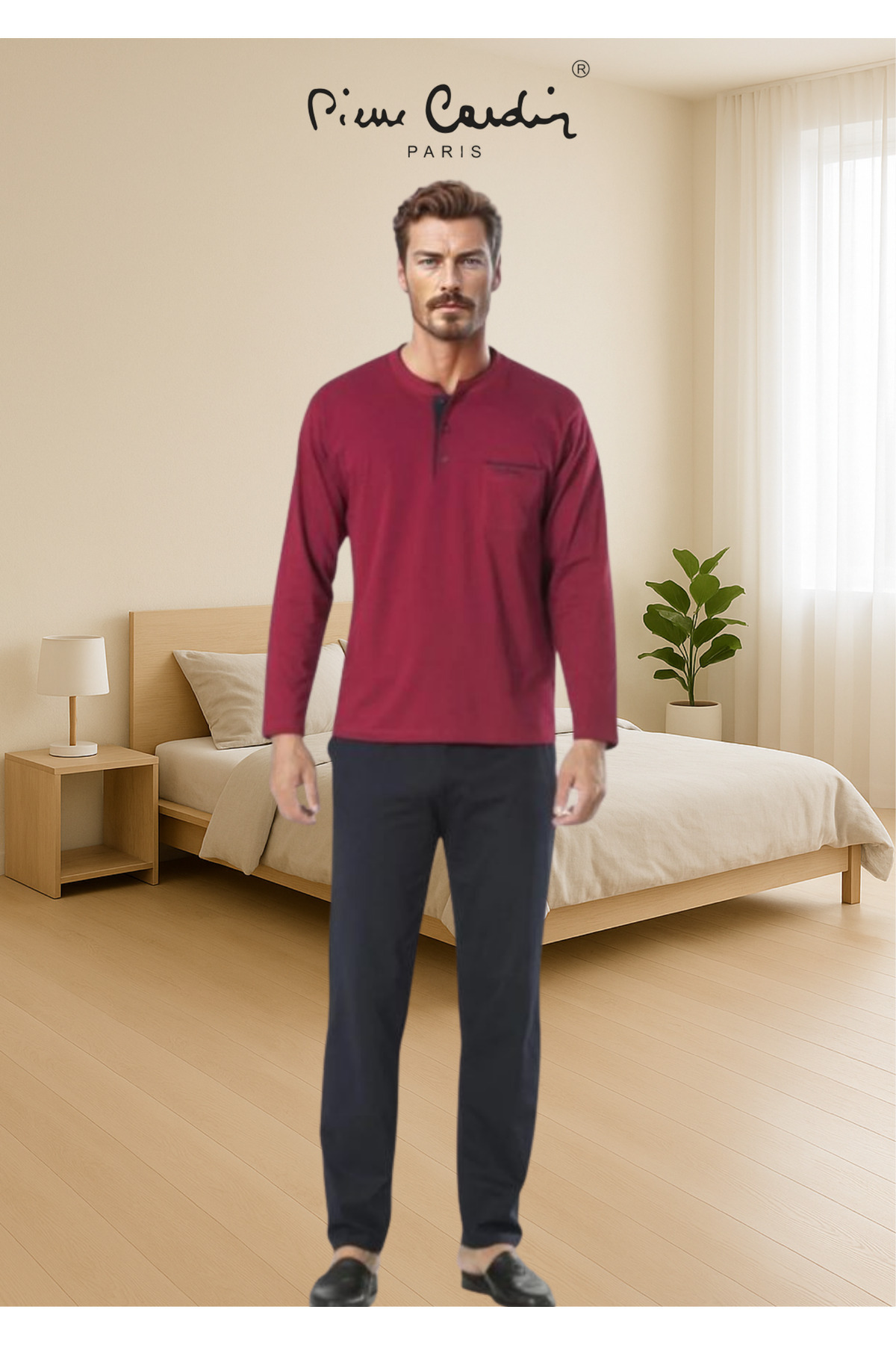 ست پیژامه و لباس خواب مردانه راسته فاق نرمال آستین کوتاه | پیر کاردین Pierre Cardin TC.PC.55.95.1904 - تصویر 3