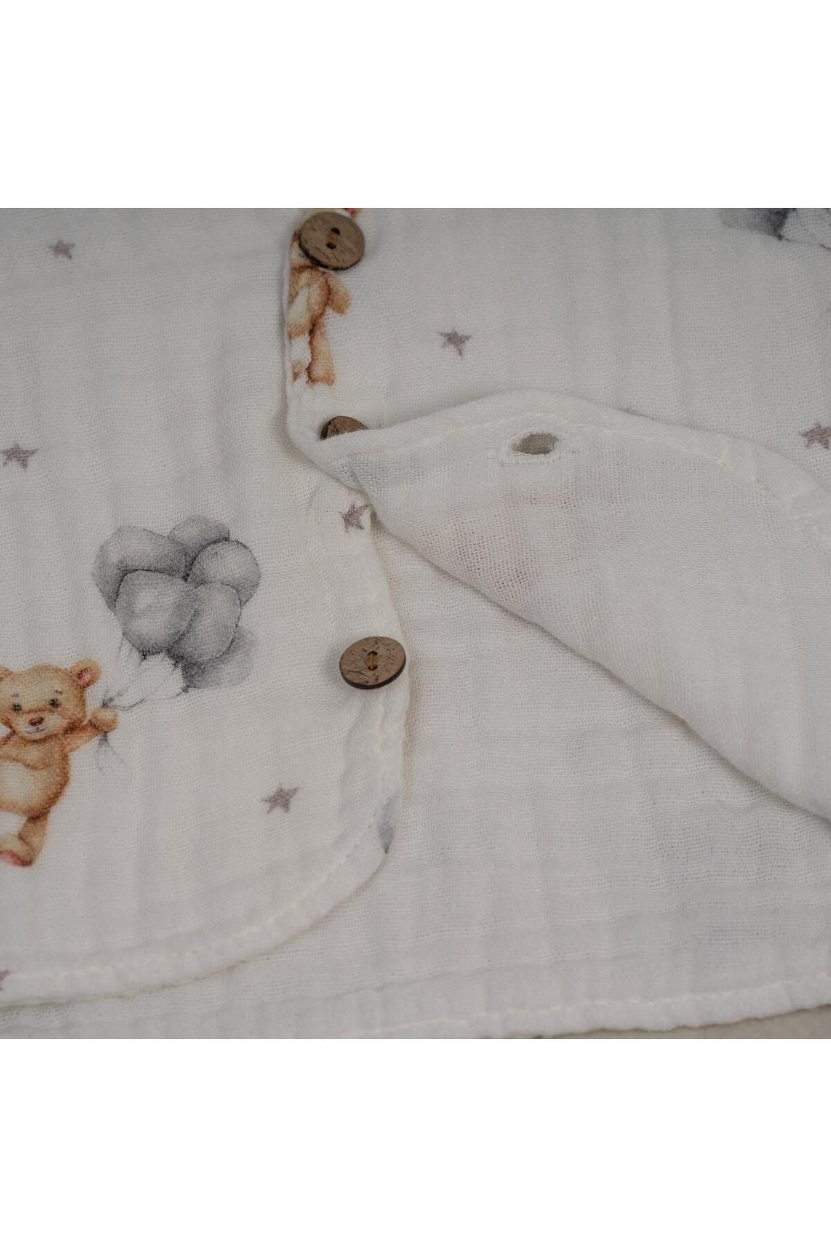 MimiCo Ayıcık Desenli 4 Kat Müslin Pamuklu Yelek – Beberotti Kalitesiyle fotoğrafı 3 (önizleme)