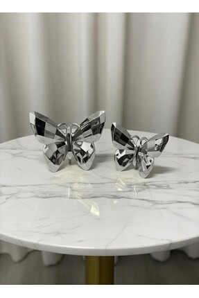 EVİMDM İkili Gümüş Kelebek Biblo Seti