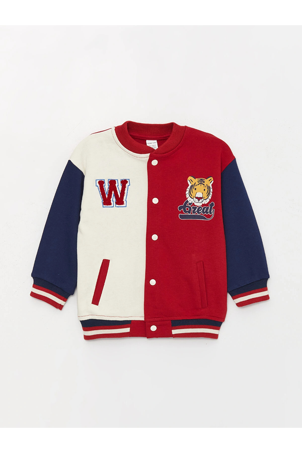 LC Waikiki LCW baby Kırmızı Kolej Yaka Uzun Kollu Erkek Bebek Fermuarlı Sweatshirt fotoğrafı 3 (önizleme)