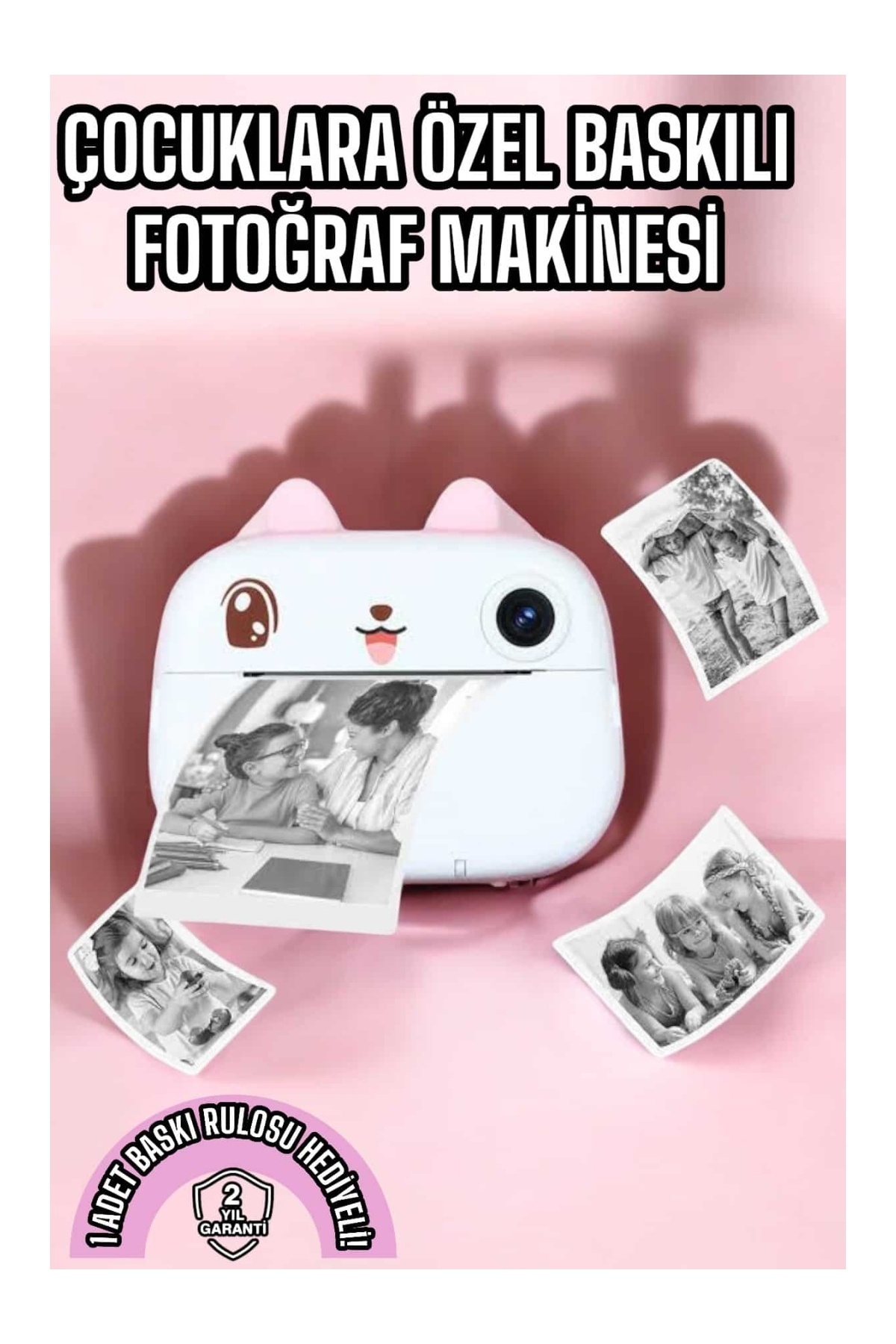 TeknoKesgin Çocuk Fotoğraf Makinesi Dijital HD Video Rulo Kağıt Baskılı Yazıcı
