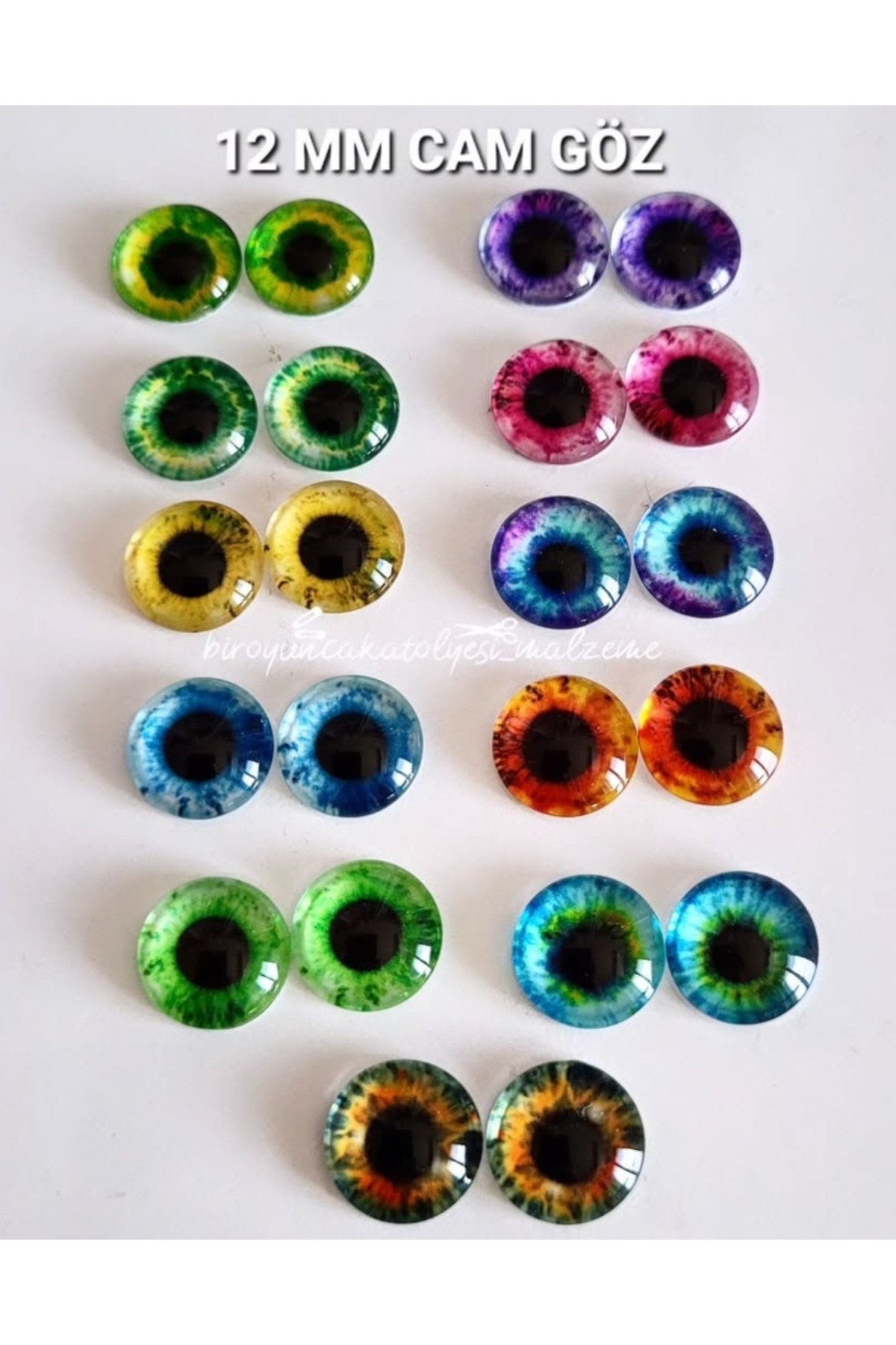 biroyuncakatolyesi AMİGURUMİ CAM GÖZ 12MM ( 4 ÇİFT )