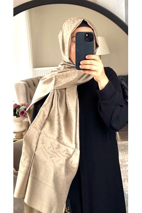 19V69 ITALIA krem rengi jakarlı modal kumaş şal yumuşak doku krem renkli kend...