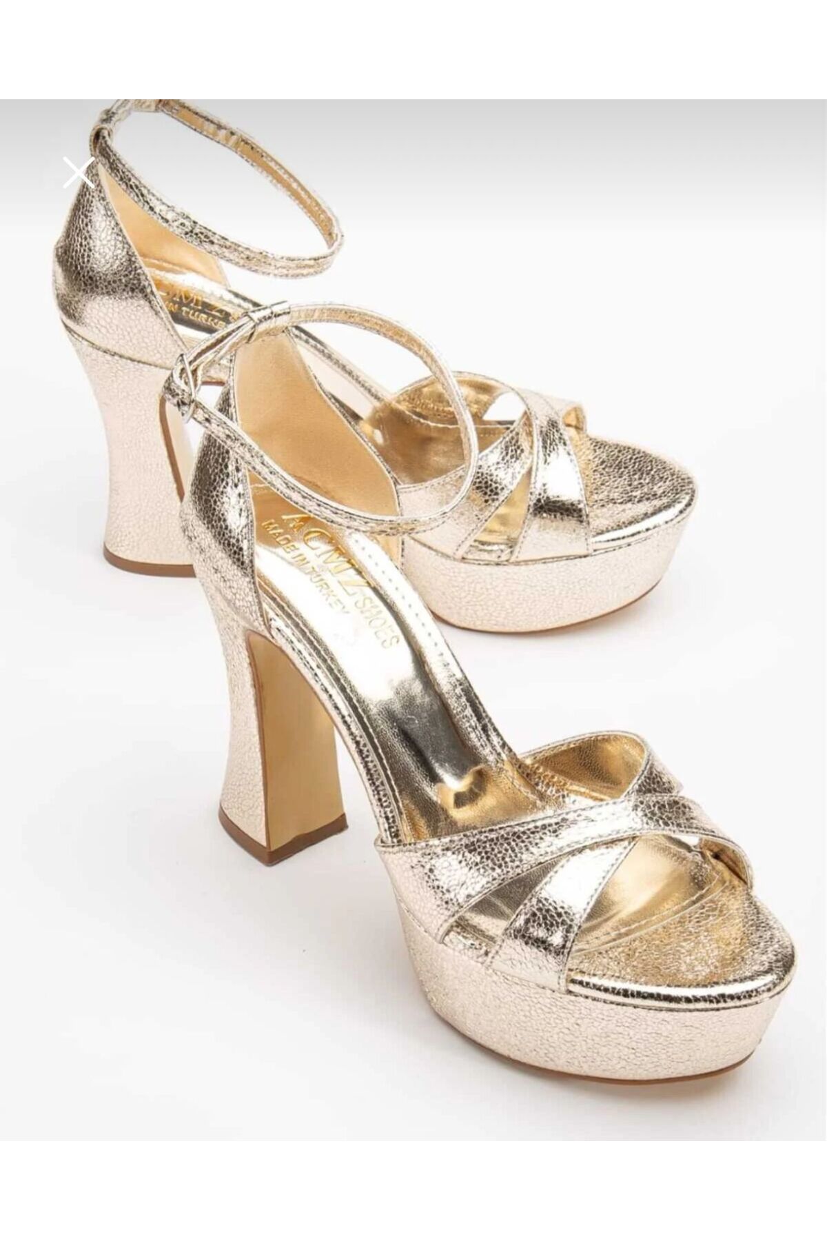 City steps  kadın topuklu abiye ayakkabı platformlu çapraz bantlı - Görsel 2