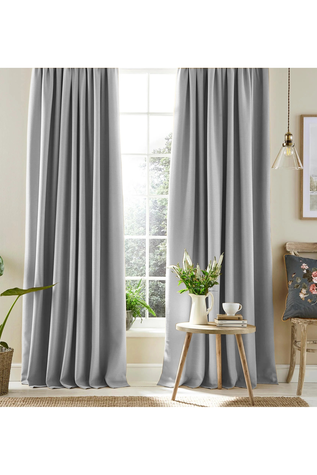 Light Gray Custom Woven Thick Fabric Sunshade Background Curtain Long Lasting Use (EN X LENGTH)