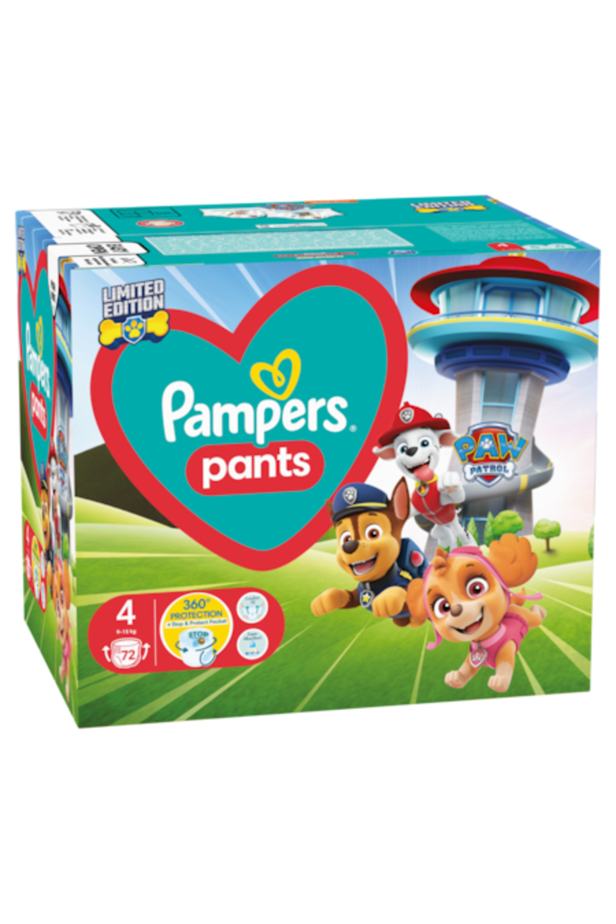 Pampers Kalhoty Paw Patrol Edition velikost 4 (9-15 kg), 72 kusů