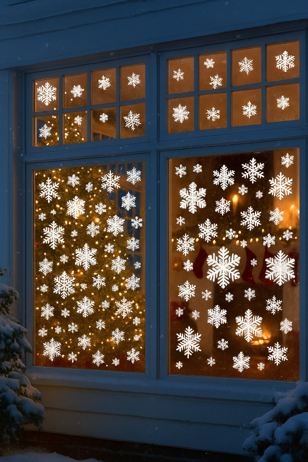 alpkan Yeni Yıl Kış Temalı Kar Taneleri Cam Vitrin Dekoru Yılbaşı Sticker 50 Adet