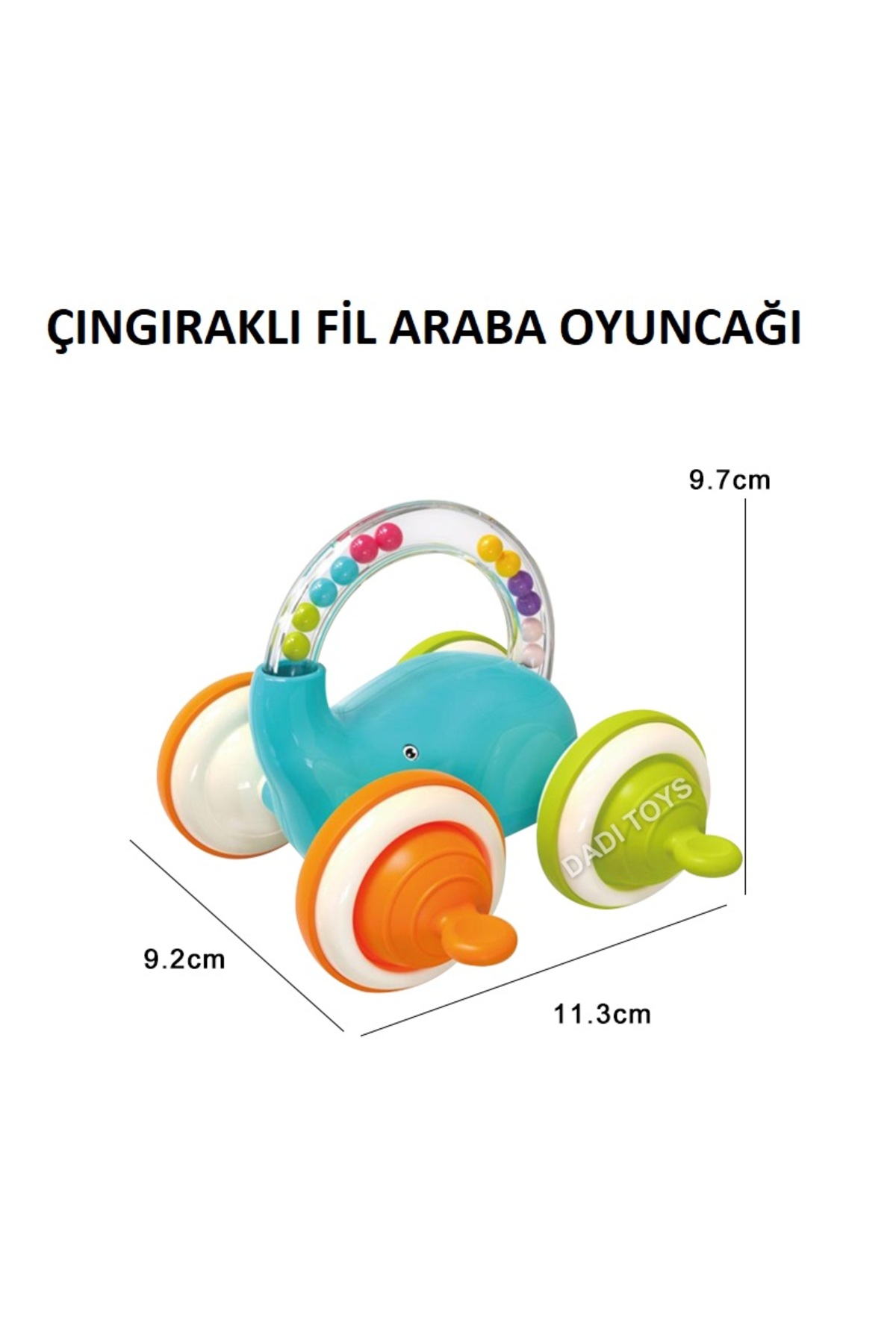 tutobaby Montessori Çıngıraklı Fil Araba Oyuncağı (Yumuşak Silikon Tekerlekli) fotoğrafı 5 (önizleme)