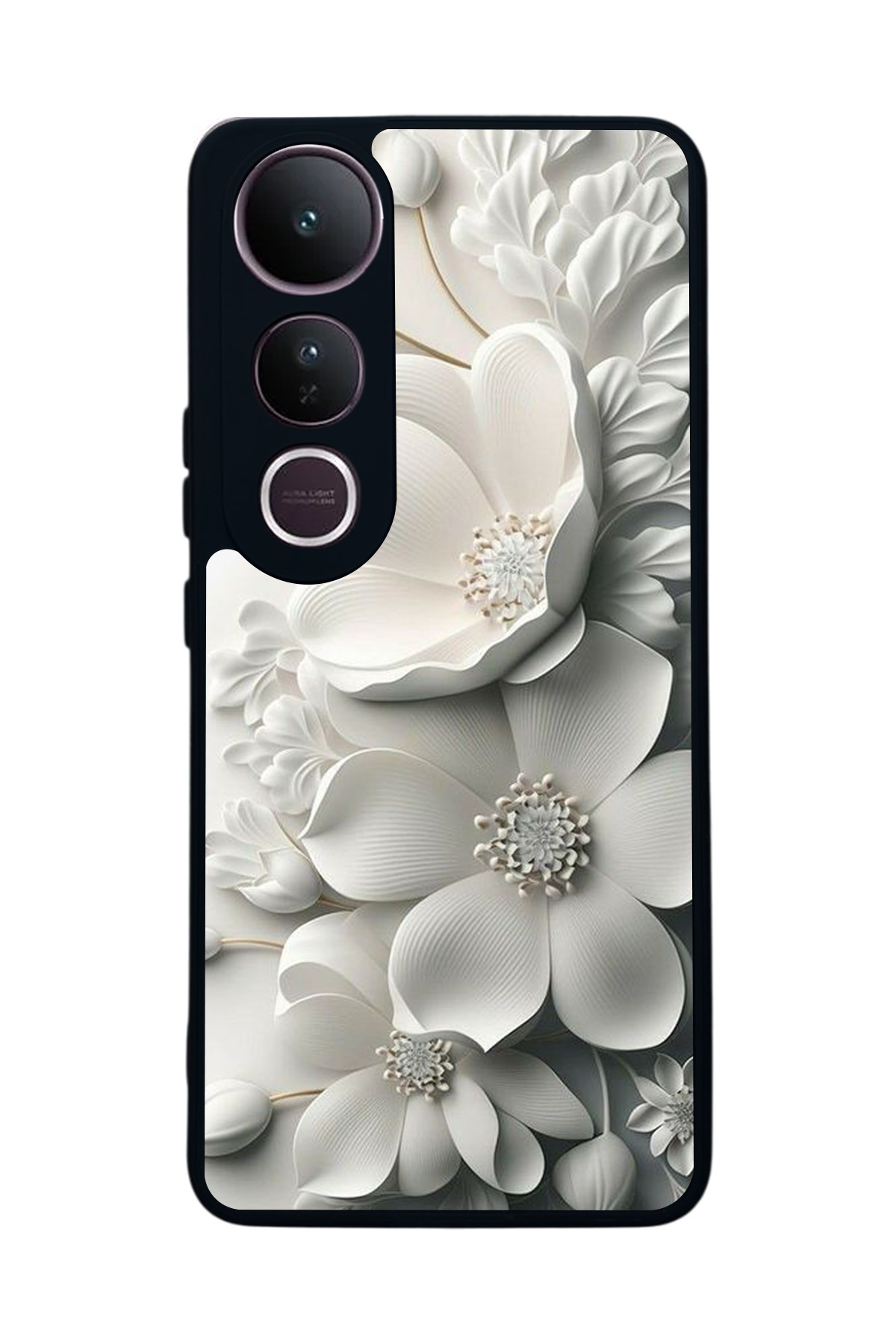 Vivo V50 Lite Compatible Printed, Matt Black,Soft Silicone, Protective,Shock Absorbing Cover,Case