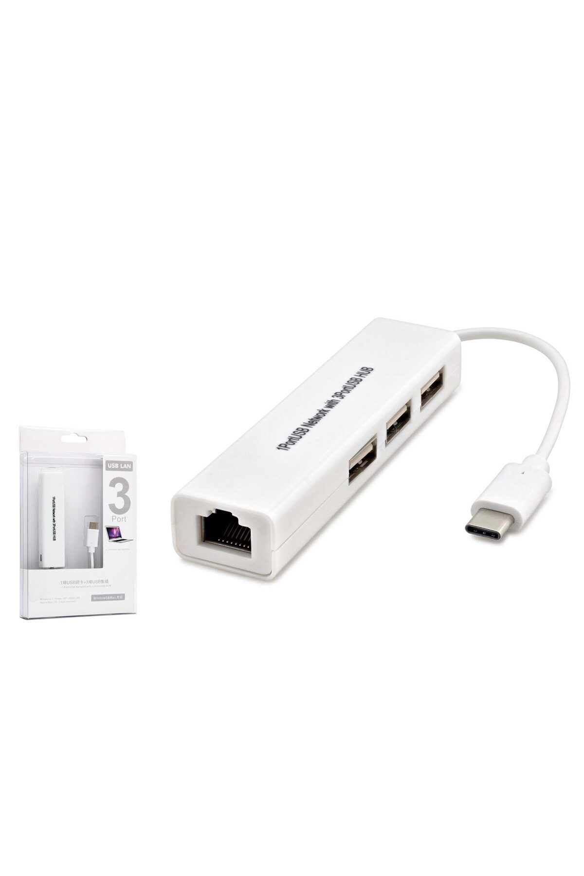 HADRON HN-4545 Çevirici Type-C Rj45 Ethernet To Usb 3 Port