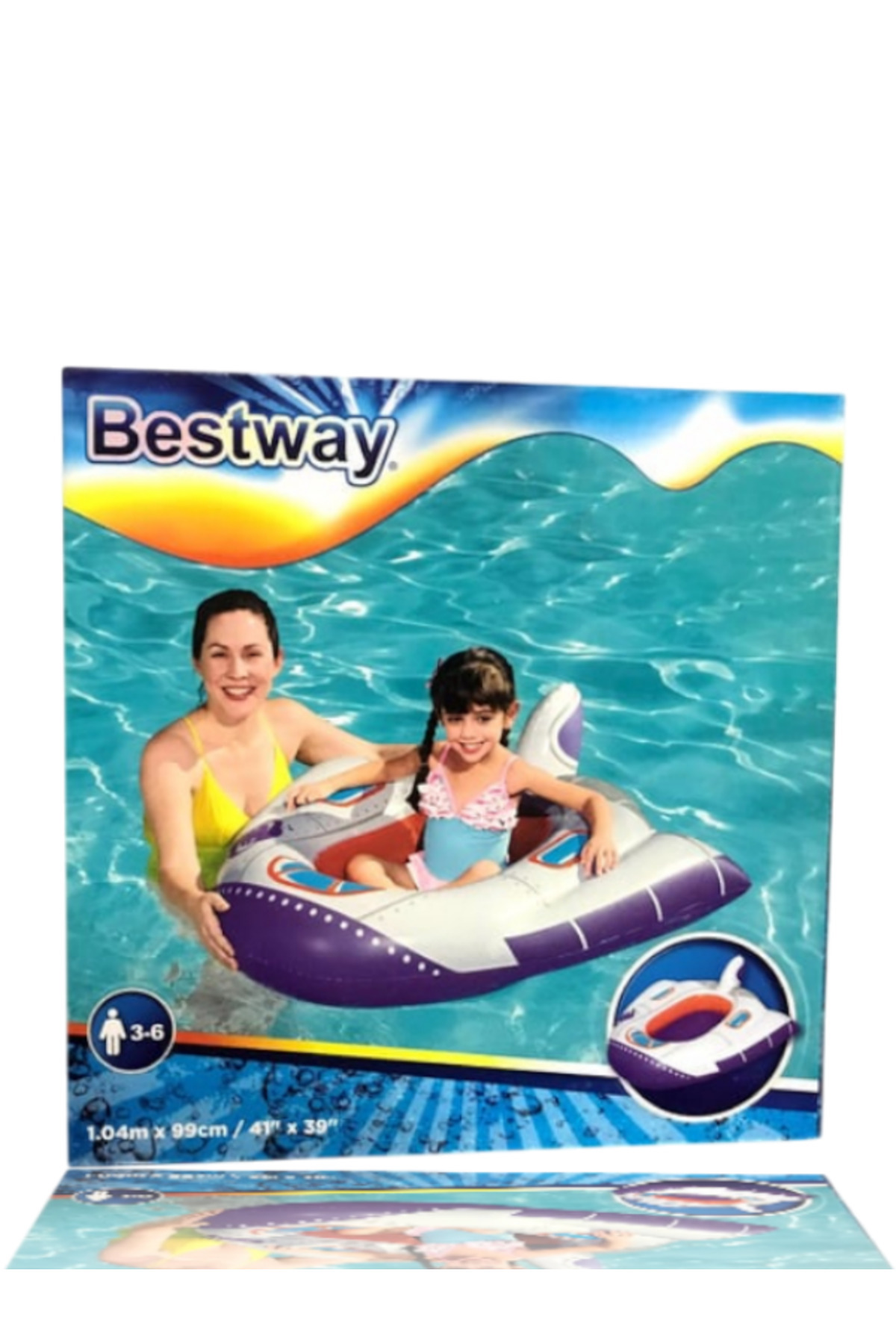 BESTWAY Uzay Gemisi Şişme Çocuk Botu – 3-6 Yaş | 104x99 cm | Emniyetli Tutma Halkalı