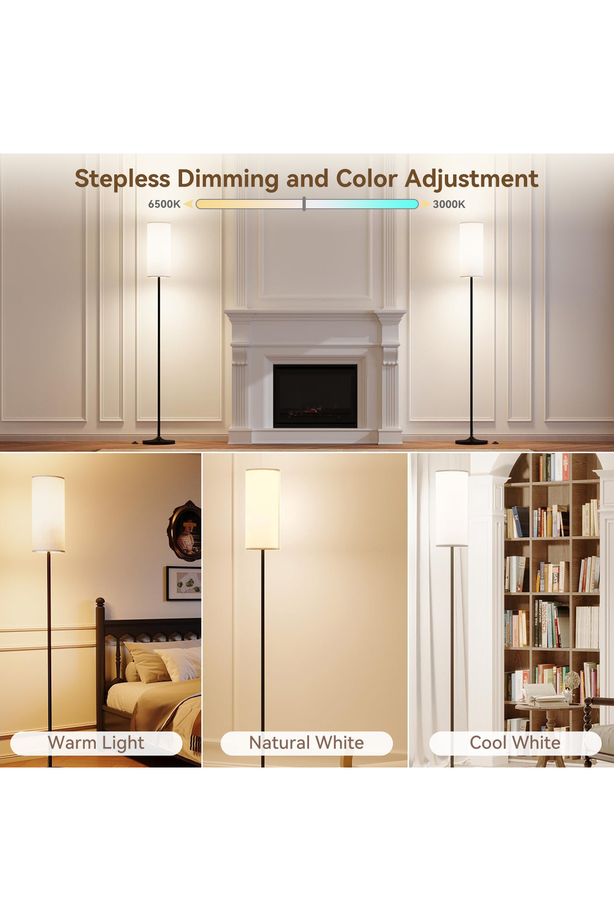 مصباح أرضي ذكي مع تطبيق وجهاز تحكم عن بعد، 3 درجات...