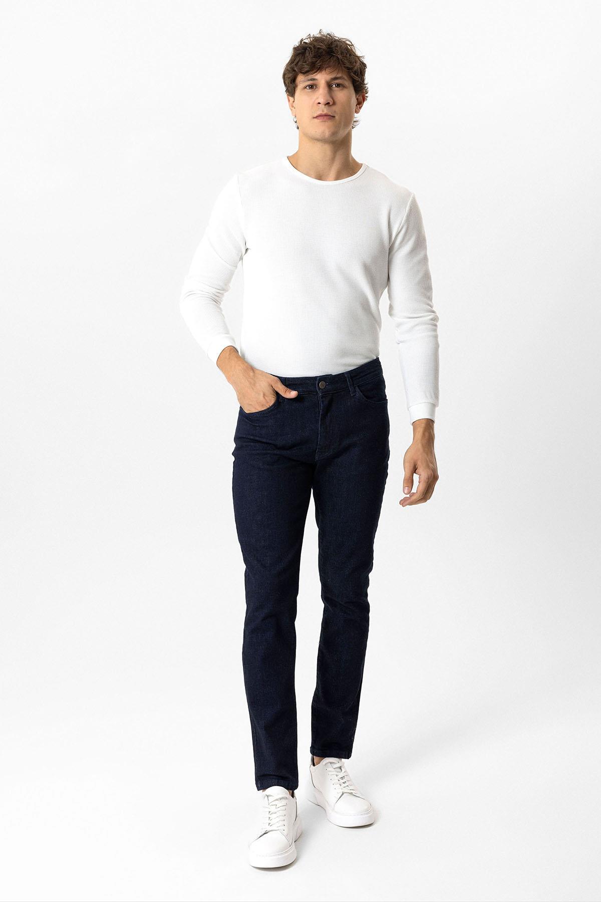 Back And Bond Koyu Lacivert Slim Fit 5 Cepli Denim Pantolon