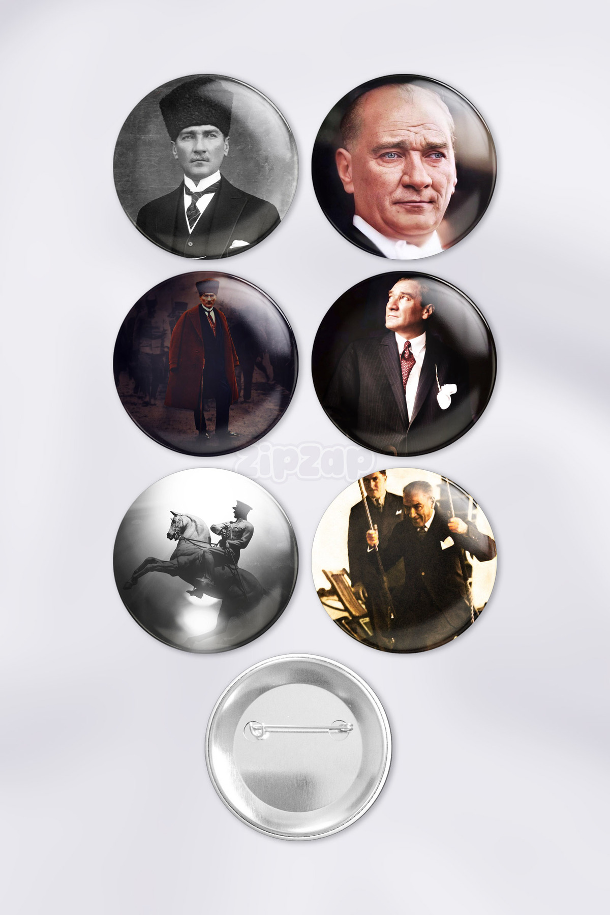 Great Leader Atatürk Mustafa Kemal Pasha Bag Ornament Needle Button Badge Set (6 PCS)