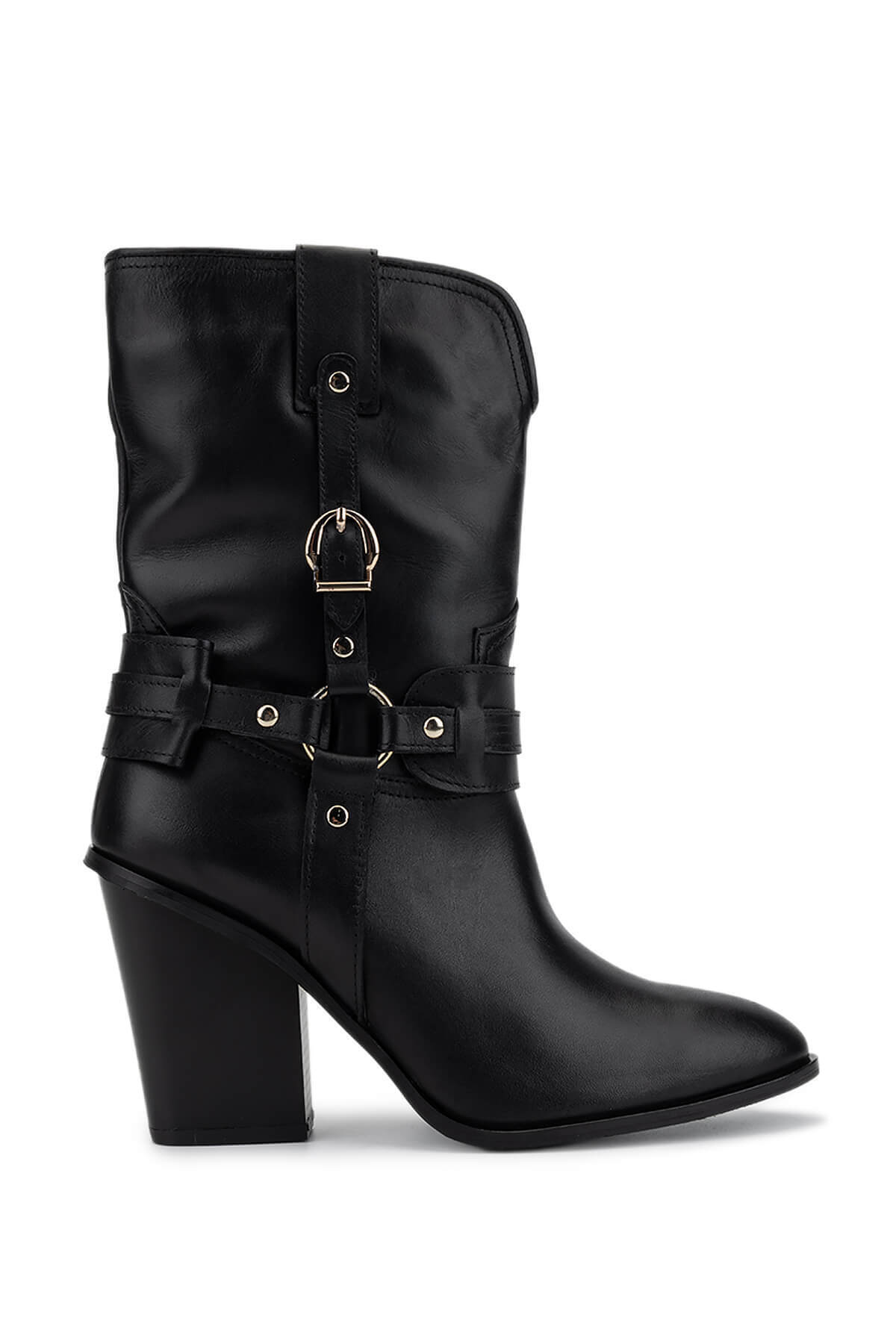 تامر تانجا چکمه‌های پاشنه بلند مشکی چرم اصل زنانه